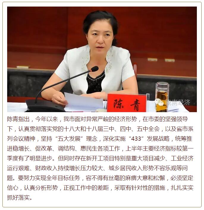 陳青在市政府全體會議上強調(diào)：緊盯一個目標抓好九大任務(wù)落實強化三項保障，確保全市經(jīng)濟社會持續(xù)快速發(fā)展